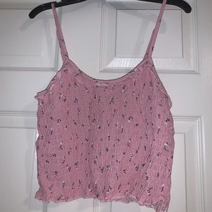 small pink crop top with flowers